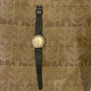 Timex Men's Watch with Gold Dial and Black Strap